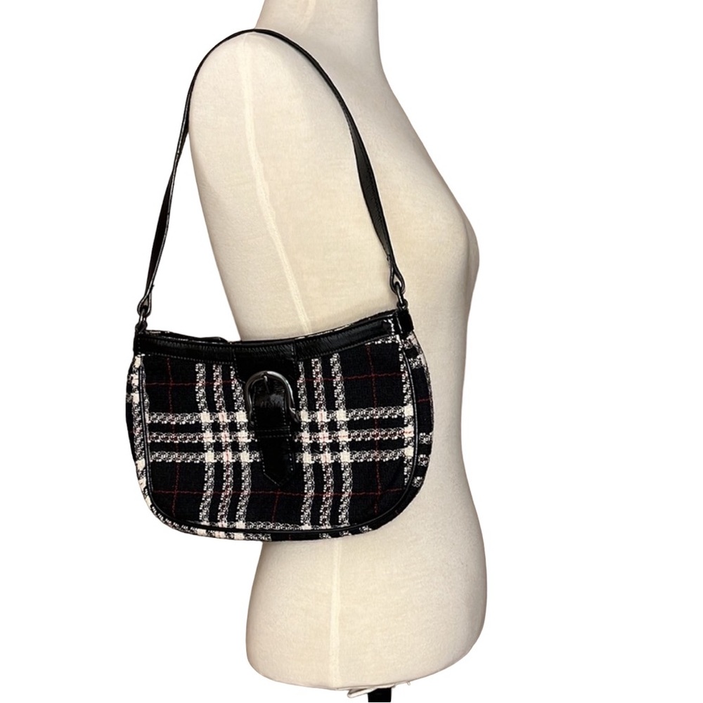 Talbots tartan wool tweed hobo